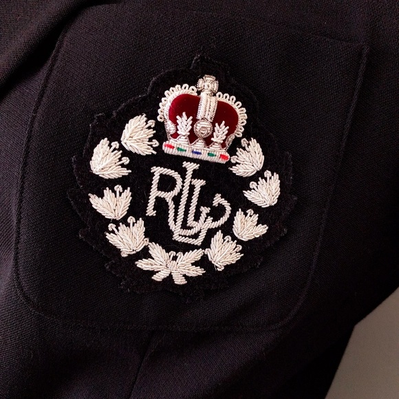 ⛔SOLD⛔ Vintage Ralph Lauren Black Wool Silver Crest Bullion Blazer 4 - Picture 3 of 6
